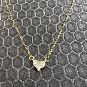 Single Heart with Triple Crystal Necklace 18K Yellow Gold Plated